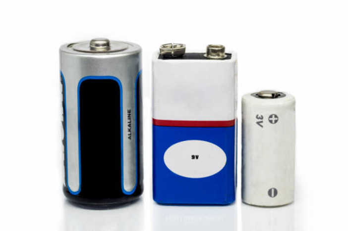 three batteries in different shapes